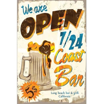 Ceduľa We Are Open 7/24