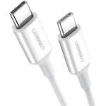 UGREEN Кабел USB 2.0 USB-C към USB-C, 480 Mbps, 60W, 3A, M/M, 1m, бял 60518 (60518)