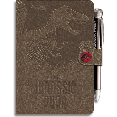CurePink Poznámkový blok se svítící propiskou Jurassic Park Jurský park T Rex A5 14,8 x 21,0 cm CBA5003 – Hledejceny.cz