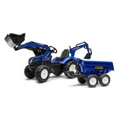 FALK Šlapací traktor New Holland T8 s nakladačem rypadlem a maxi vlečkou – Zbozi.Blesk.cz