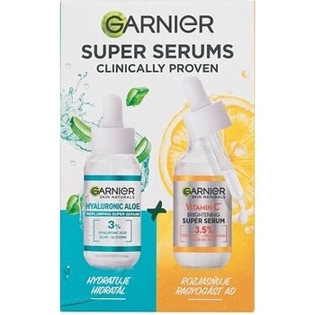 Garnier Skin Naturals Super Serums dárková kazeta pro ženy pleťové sérum Skin Naturals Vitamin C 30 ml + pleťové sérum Skin Naturals Hyaluronic Aloe 30 ml