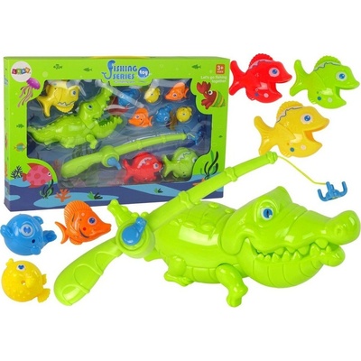LEAN Toys Голям риболовен комплект с въдица 11 елемента Игра за умения (12199)