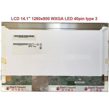B141EW05 V.1 LCD 14.1" 1280x800 WXGA LED 40pin type 3 display displej lesklý povrch