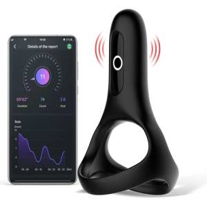 Magic Motion Rise - Вибриращ пръстен за пенис с управление чрез приложение, за мъже (черен)