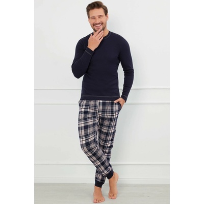 Italian Fashion pánske pyžamo Brit tmavomodrá