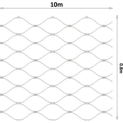 Lanová sieť, 0,8 x 10 m, oko 60 x 104 mm, ø 2 mm, AISI 316