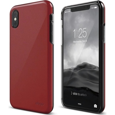 elago Калъф за Apple iPhone XS/X, поликарбонатов, Elago S8 Slim Fit 2 Case, червен (ES8SM2-RD)