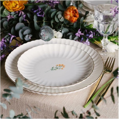 Asir Jídelní sada bílá zlatá porcelán 710KTP9748 27 ks