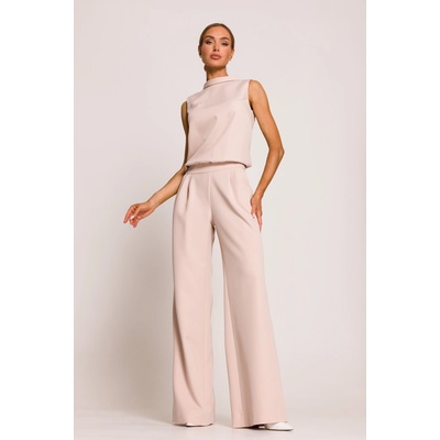 Moe elegantná béžová bez rukávov dlhý polyester