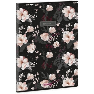 Ars Una Flowery Black 24 (5374) A4 тетрадка с карета и допълнителни скоби 53123749 (53123749)