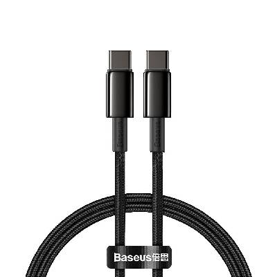 Кабел Baseus Tungsten Gold USB Type-C към USB Type-C, 1м, черен (CATWJ-01)