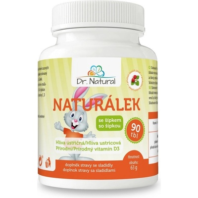 Dr. Natural Naturálek Hliva ustricová s vit. D pre deti 90 tabliet