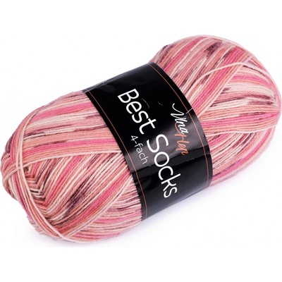 Pletací příze Best Socks samovzorovací / ponožkovka 100 g, střední, 8 (7303) růžová světlá