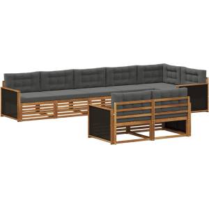 vidaXL Комплект дивани за открито 8 бр. Натурален и Антрацит (3383495)