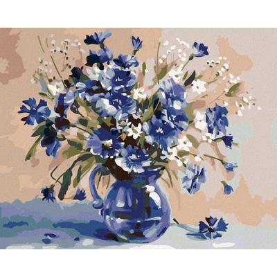 zuty Malování podle čísel Kytice modrých kvítků 100 x 80 cm bez rámu a bez vypnutí plátna 8596530004226