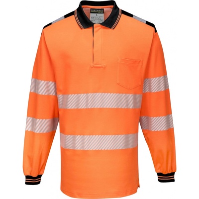 Portwest HI-VIS PW3 T184 Reflexná polokošeľa dl. rukáv HV oranžová/čierna XXXL