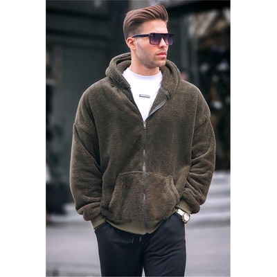 Madmext Мъжки плюшен суитшърт с качулка 6049 - Каки #366097 (366097_Хаки)
