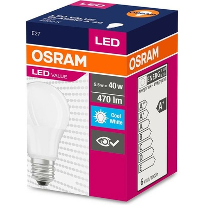 Osram Žiarovka LED FR 040 ean7081 non-dim, 4,9W/840 E27 4000K Value CLASSIC A