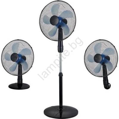 EUROLAMP Подов вентилатор 3 в 1 50w/230v черен (eu0722)