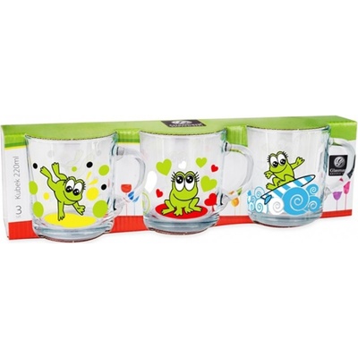 AB LINE 11253GS2 Sklenený hrnček s uškom sada Žabka 3 x 220 ml