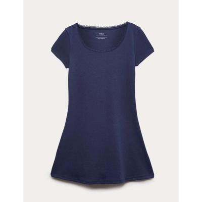 Marks & Spencer Рокля с дантелен кант и висок процент памук (6-16 години) Marks & Spencer морска синя Marks & Spencer | Sin | Момичешки | 7-8 години