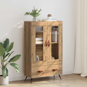 vidaXL Висок шкаф Дъб 69, 5 x 31 x 115 см Инженерна дървесина и стъкло (882506)