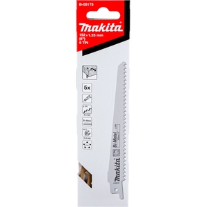 Makita - Комплект ножове за трион 6 TPI, дължина 152 мм, 5 бр. B-05175 (B-05175)