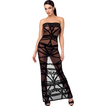 Noir Handmade F358 Bondesque Opera Off-Shoulder Long Dress Black XS