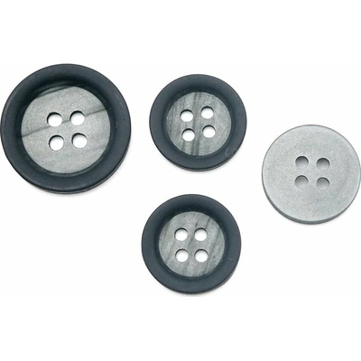 Oblekový gombík – matný s perleťovým stredom – tmavosivý – priemer 1,5 cm
