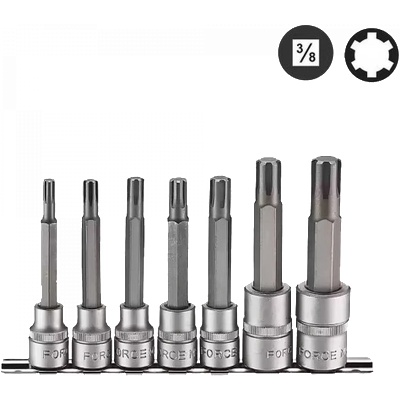 FORCE Нов Вложки 3/8" накрайник "RIBE" 3/8" и 1/2" Ribe к-кт 7 ч. / 3078A FORCE JN94052 (JN94052)