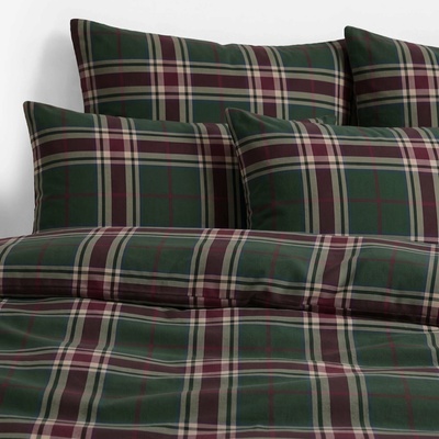 Goldea flanel obliečky tmavo zelené káro 140x220 70x90