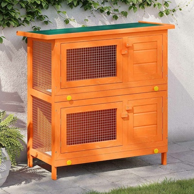 vidaXL venkovní králíkárna se 4 dvířky dřevěná červená 90 x 45 x 89 cm 9799.273759