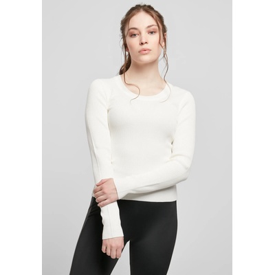 Urban Classics Дамски пуловер в бял пясъчен цвят Urban Classics Ladies Wide Neckline Sweater UB-TB4548-02903 - Бял, размер XS