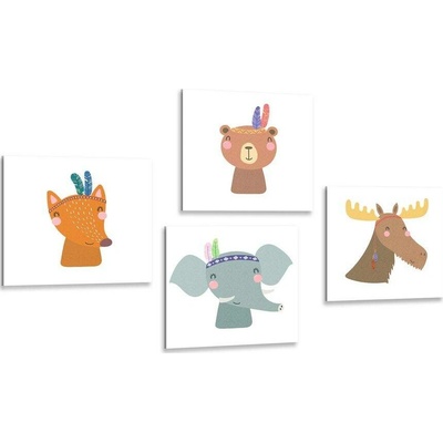 Set obrazů zvířecí indiáni - 4x 40x40