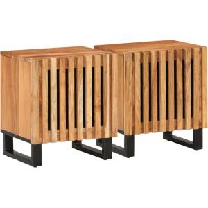 vidaXL Нощни шкафчета, 2 бр, 40x34x46 см, акация масив (377419)