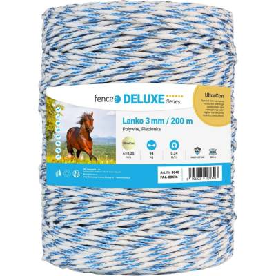 Pletené lanko pro elektrický ohradník, průměr 3 mm, bílo-modré, délka 200 m