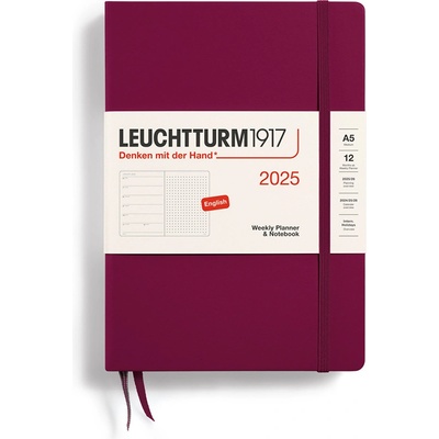 Leuchtturm1917 Medium Hardcover A5 Týdenní 2025 Port Red