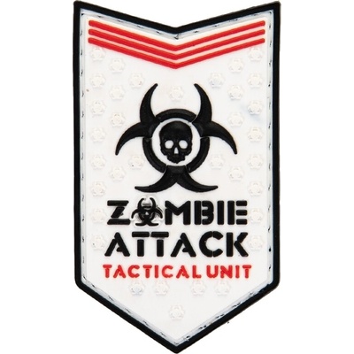 Plastové 3D patche 3D gumová nášivka ZOMBIE ATTACK Patch - Biela