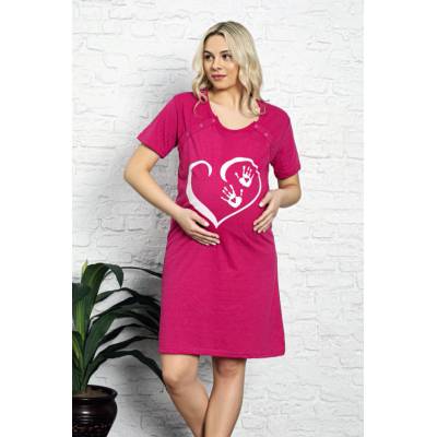 Mateřská noční košile Heart Fuchsia – Zboží Dáma