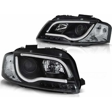 PŘEDNÍ SVĚTLOMETY AUDI A3 8P, 2003-2008, TUBE NEON LED LIGHT, ČERNÉ