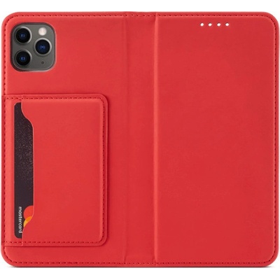 SES Magnetické flipové s priestorom na karty Apple iPhone 13 Pro - červené