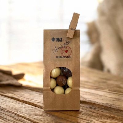 Nutworld Dárkové ořechové sáčky s kolíčkem Lískové ořechy v hořké čokoládě 150 g