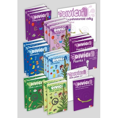 Divíci 1 - rozšířený učitelský balíček - Český jazyk GM (nevázané písmo) + Matematika + Čl