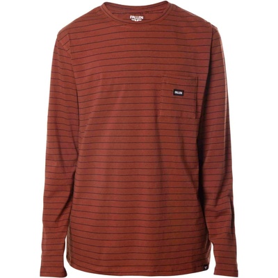 Fallen tričko Striped Pocket L/S Tee Brown Black