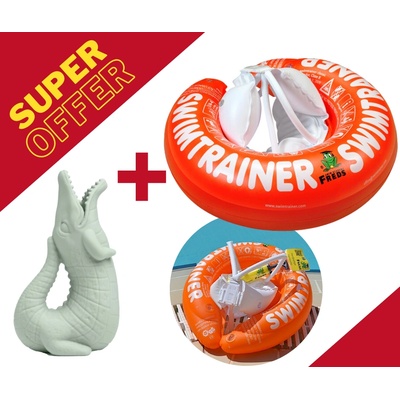 SUPER OFFER : Пояс SWIMTRAINER Classic + Scrunch Рециклируема силконова лейка във формата на крокодил - Sage Green (04001+SCR-1110043)