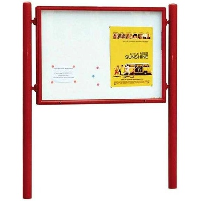PROCITY Obojstranná vitrína Carrefour 1255x1700 mm, vrátane stĺpikov, červená