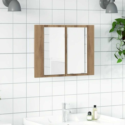 vidaXL LED огледален шкаф Artisan Oak 60x12x45 cm Инженерна дървесина (856283)