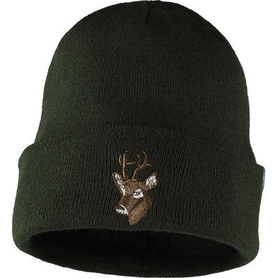 Bontis pletená čepice s výšivkou Srnec Olivová