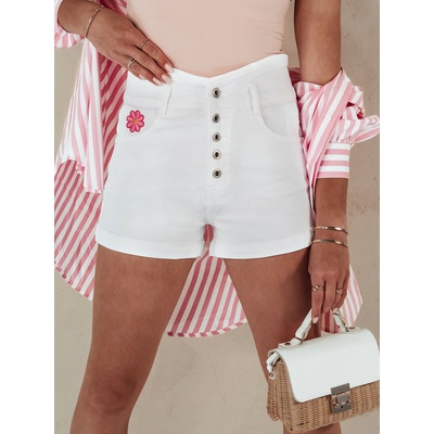 Basic džínové kraťasy s nášivkou květiny sy0388 Bílé