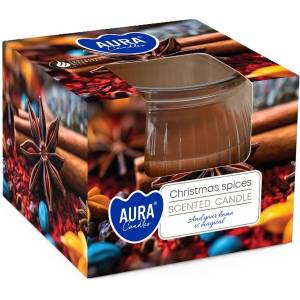BISPOL Ароматна свещ в чаша Bispol Aura - Christmas Spices, 80 g (sn69-406)
